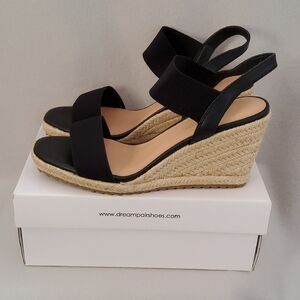 Dream Pairs Black Espadrille Wedges with Ankle Strap